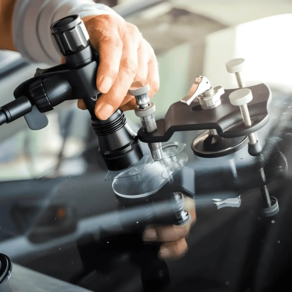 technician repairing a windshield